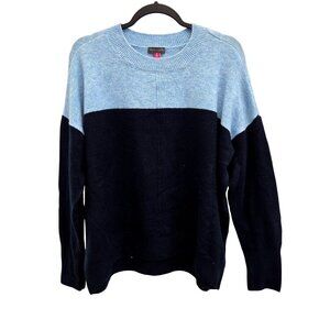 Vince Camuto  Womens M Colorblock Light Dark Blue Pullover Sweater 2097